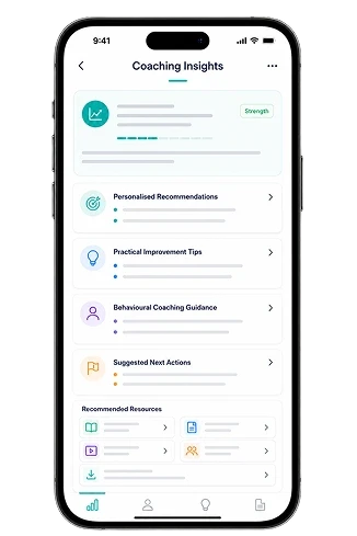 Personalised feedback and expert tips per factor with option to link to related resources